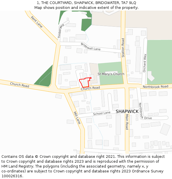 1, THE COURTYARD, SHAPWICK, BRIDGWATER, TA7 9LQ: Location map and indicative extent of plot