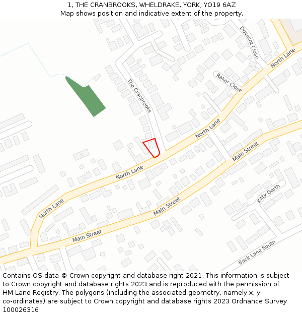 1, THE CRANBROOKS, WHELDRAKE, YORK, YO19 6AZ: Location map and indicative extent of plot