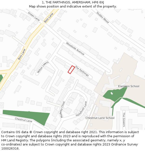 1, THE FARTHINGS, AMERSHAM, HP6 6XJ: Location map and indicative extent of plot