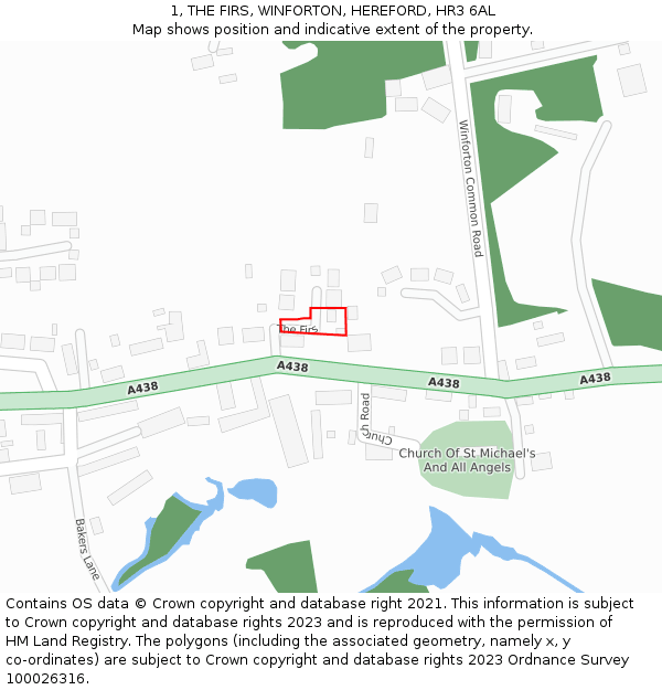 1, THE FIRS, WINFORTON, HEREFORD, HR3 6AL: Location map and indicative extent of plot