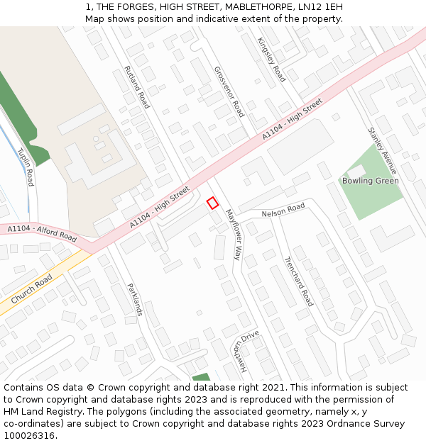 1, THE FORGES, HIGH STREET, MABLETHORPE, LN12 1EH: Location map and indicative extent of plot