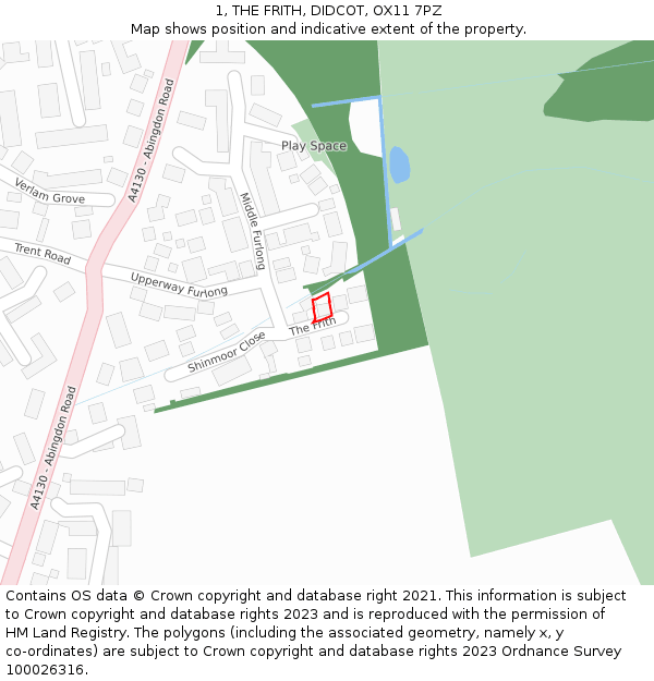 1, THE FRITH, DIDCOT, OX11 7PZ: Location map and indicative extent of plot