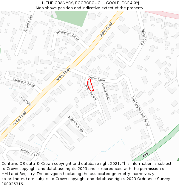 1, THE GRANARY, EGGBOROUGH, GOOLE, DN14 0YJ: Location map and indicative extent of plot