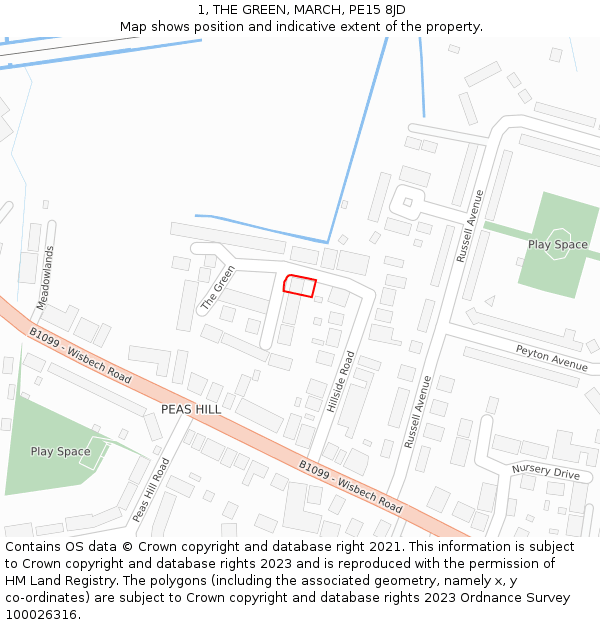 1, THE GREEN, MARCH, PE15 8JD: Location map and indicative extent of plot
