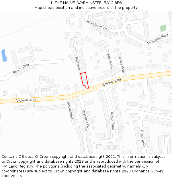 1, THE HALVE, WARMINSTER, BA12 8FW: Location map and indicative extent of plot