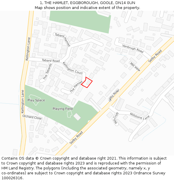 1, THE HAMLET, EGGBOROUGH, GOOLE, DN14 0UN: Location map and indicative extent of plot