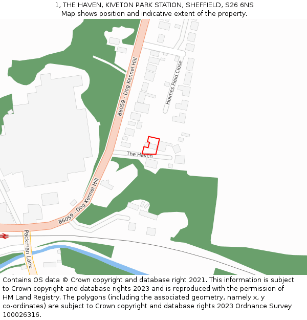 1, THE HAVEN, KIVETON PARK STATION, SHEFFIELD, S26 6NS: Location map and indicative extent of plot