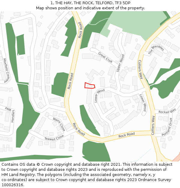 1, THE HAY, THE ROCK, TELFORD, TF3 5DP: Location map and indicative extent of plot