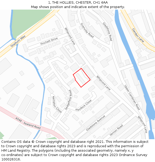 1, THE HOLLIES, CHESTER, CH1 4AA: Location map and indicative extent of plot