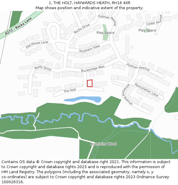 1, THE HOLT, HAYWARDS HEATH, RH16 4XR: Location map and indicative extent of plot