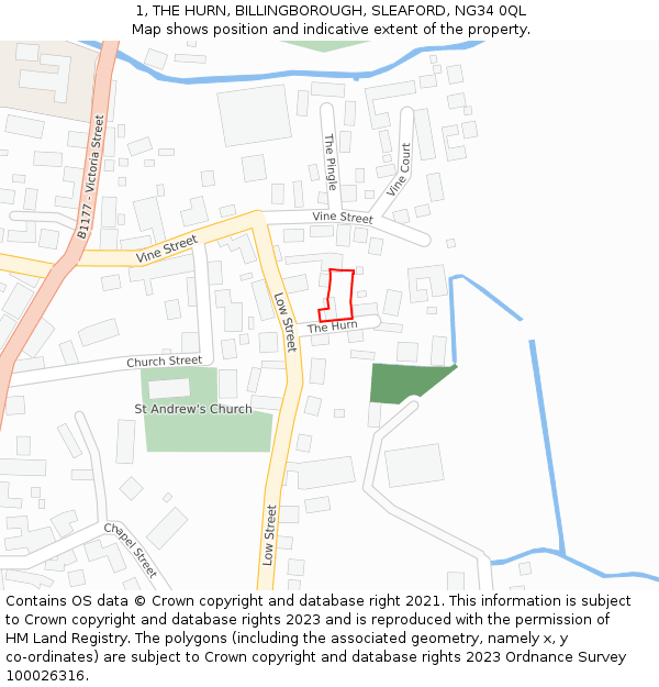 1, THE HURN, BILLINGBOROUGH, SLEAFORD, NG34 0QL: Location map and indicative extent of plot