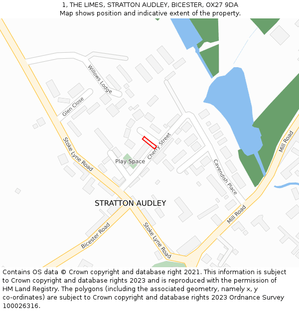 1, THE LIMES, STRATTON AUDLEY, BICESTER, OX27 9DA: Location map and indicative extent of plot