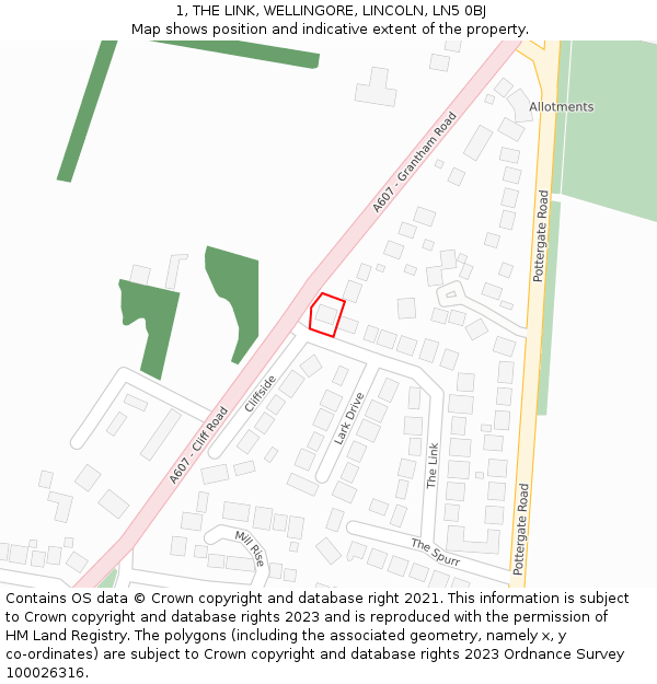 1, THE LINK, WELLINGORE, LINCOLN, LN5 0BJ: Location map and indicative extent of plot