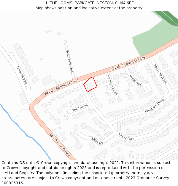 1, THE LOOMS, PARKGATE, NESTON, CH64 6RE: Location map and indicative extent of plot