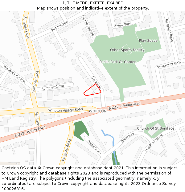 1, THE MEDE, EXETER, EX4 8ED: Location map and indicative extent of plot