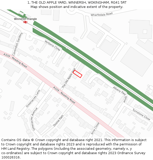 1, THE OLD APPLE YARD, WINNERSH, WOKINGHAM, RG41 5RT: Location map and indicative extent of plot
