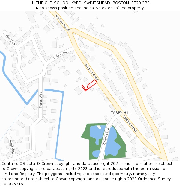 1, THE OLD SCHOOL YARD, SWINESHEAD, BOSTON, PE20 3BP: Location map and indicative extent of plot