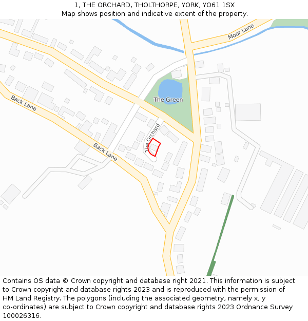 1, THE ORCHARD, THOLTHORPE, YORK, YO61 1SX: Location map and indicative extent of plot