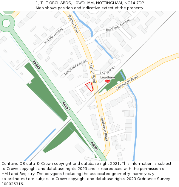 1, THE ORCHARDS, LOWDHAM, NOTTINGHAM, NG14 7DP: Location map and indicative extent of plot