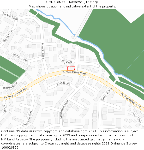 1, THE PINES, LIVERPOOL, L12 0QU: Location map and indicative extent of plot