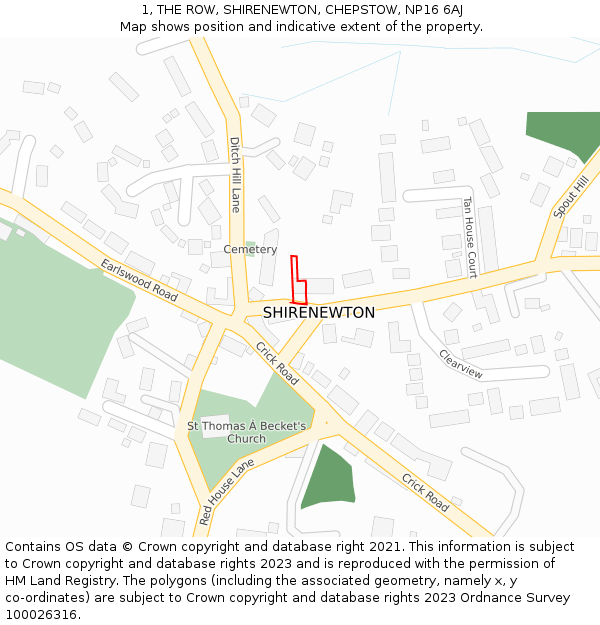 1, THE ROW, SHIRENEWTON, CHEPSTOW, NP16 6AJ: Location map and indicative extent of plot