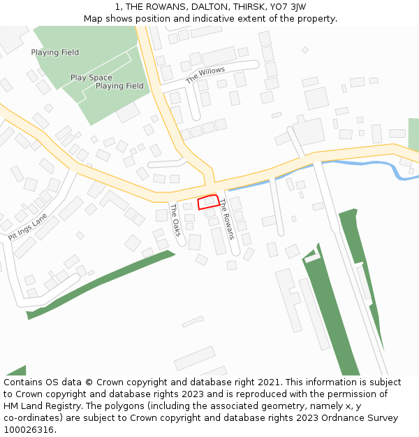 1, THE ROWANS, DALTON, THIRSK, YO7 3JW: Location map and indicative extent of plot