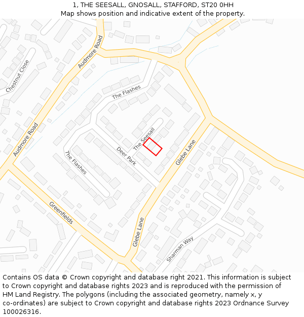 1, THE SEESALL, GNOSALL, STAFFORD, ST20 0HH: Location map and indicative extent of plot