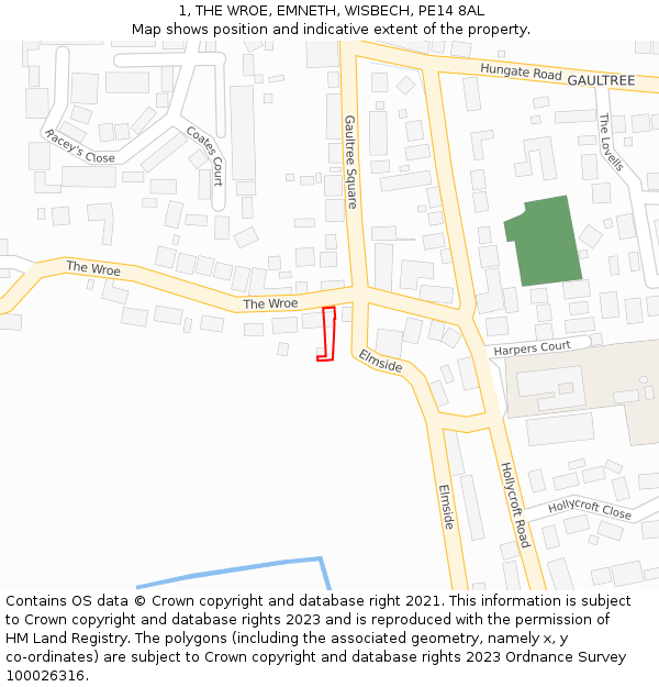 1, THE WROE, EMNETH, WISBECH, PE14 8AL: Location map and indicative extent of plot