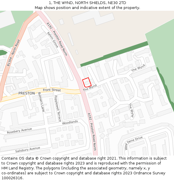 1, THE WYND, NORTH SHIELDS, NE30 2TD: Location map and indicative extent of plot