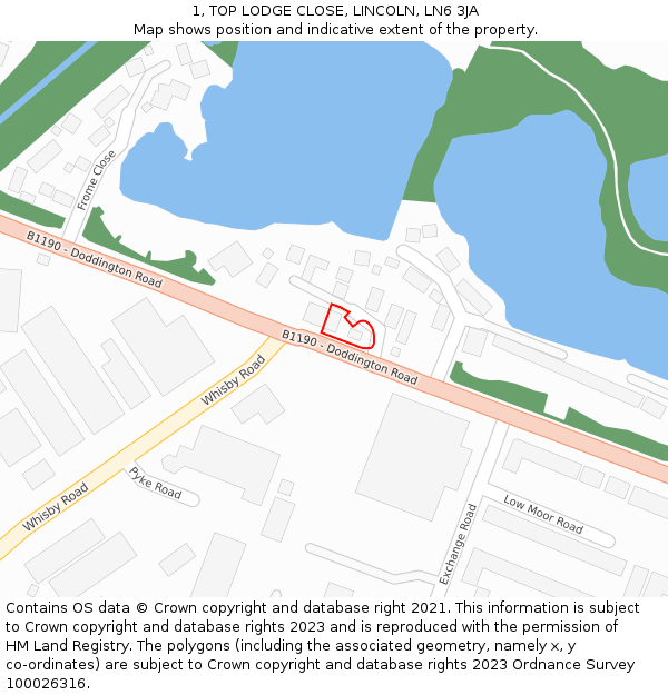 1, TOP LODGE CLOSE, LINCOLN, LN6 3JA: Location map and indicative extent of plot