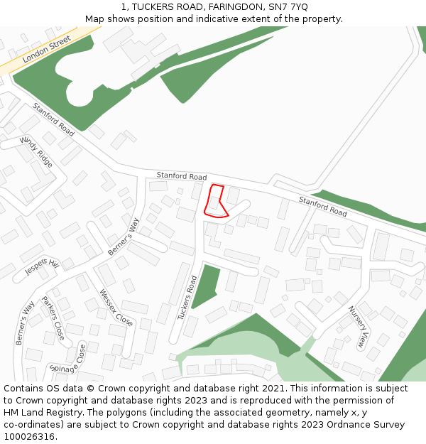 1, TUCKERS ROAD, FARINGDON, SN7 7YQ: Location map and indicative extent of plot