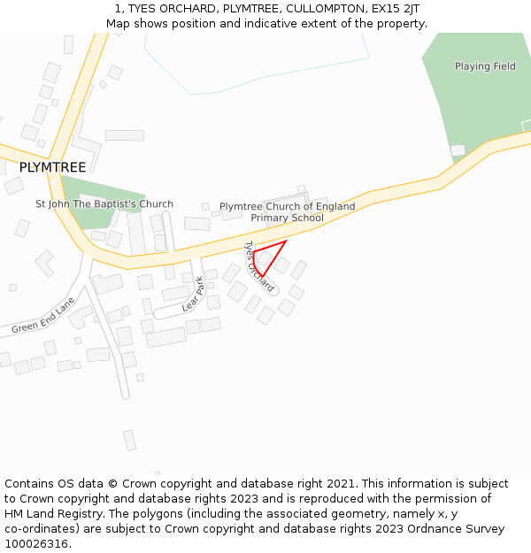 1, TYES ORCHARD, PLYMTREE, CULLOMPTON, EX15 2JT: Location map and indicative extent of plot