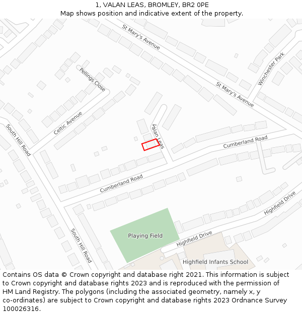 1, VALAN LEAS, BROMLEY, BR2 0PE: Location map and indicative extent of plot