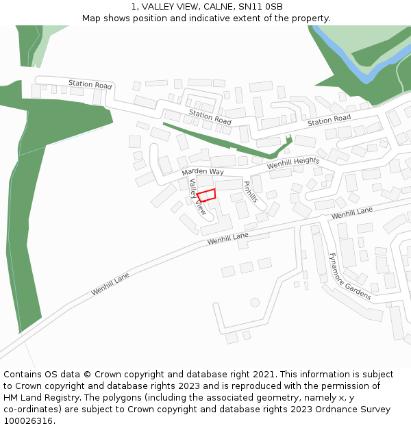 1, VALLEY VIEW, CALNE, SN11 0SB: Location map and indicative extent of plot