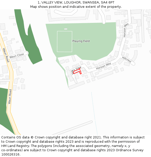 1, VALLEY VIEW, LOUGHOR, SWANSEA, SA4 6PT: Location map and indicative extent of plot