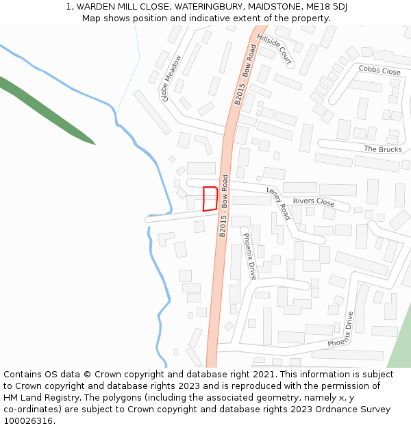 1, WARDEN MILL CLOSE, WATERINGBURY, MAIDSTONE, ME18 5DJ: Location map and indicative extent of plot