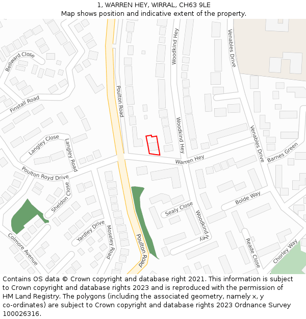 1, WARREN HEY, WIRRAL, CH63 9LE: Location map and indicative extent of plot