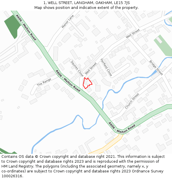 1, WELL STREET, LANGHAM, OAKHAM, LE15 7JS: Location map and indicative extent of plot
