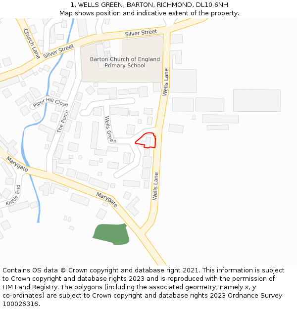 1, WELLS GREEN, BARTON, RICHMOND, DL10 6NH: Location map and indicative extent of plot