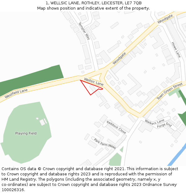 1, WELLSIC LANE, ROTHLEY, LEICESTER, LE7 7QB: Location map and indicative extent of plot