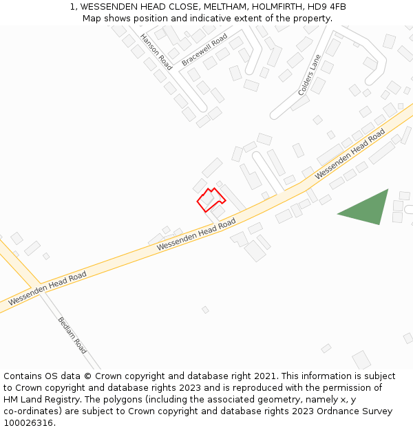 1, WESSENDEN HEAD CLOSE, MELTHAM, HOLMFIRTH, HD9 4FB: Location map and indicative extent of plot