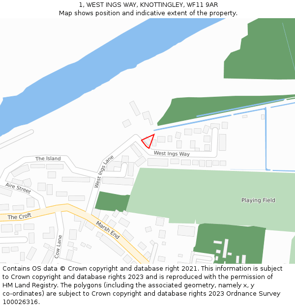 1, WEST INGS WAY, KNOTTINGLEY, WF11 9AR: Location map and indicative extent of plot