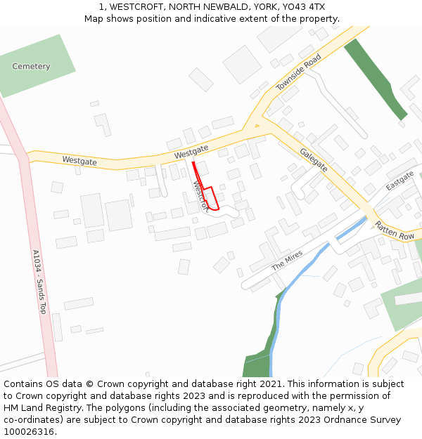 1, WESTCROFT, NORTH NEWBALD, YORK, YO43 4TX: Location map and indicative extent of plot