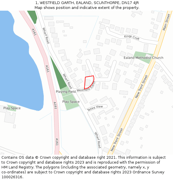 1, WESTFIELD GARTH, EALAND, SCUNTHORPE, DN17 4JR: Location map and indicative extent of plot