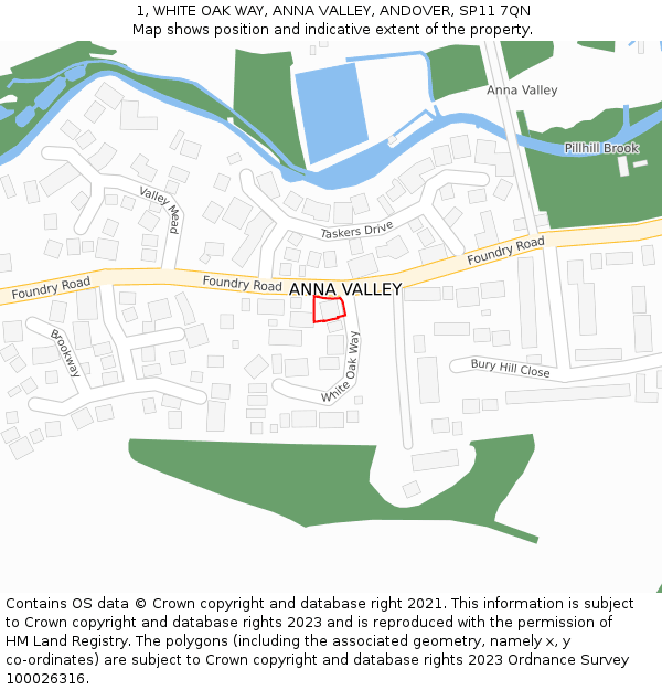 1, WHITE OAK WAY, ANNA VALLEY, ANDOVER, SP11 7QN: Location map and indicative extent of plot