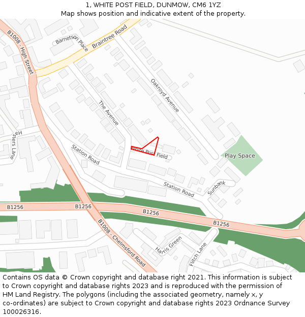 1, WHITE POST FIELD, DUNMOW, CM6 1YZ: Location map and indicative extent of plot