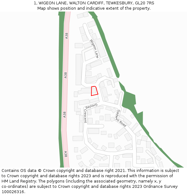 1, WIGEON LANE, WALTON CARDIFF, TEWKESBURY, GL20 7RS: Location map and indicative extent of plot