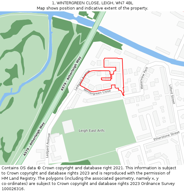 1, WINTERGREEN CLOSE, LEIGH, WN7 4BL: Location map and indicative extent of plot