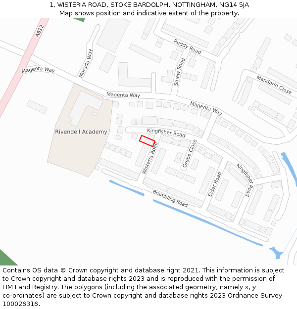 1, WISTERIA ROAD, STOKE BARDOLPH, NOTTINGHAM, NG14 5JA: Location map and indicative extent of plot