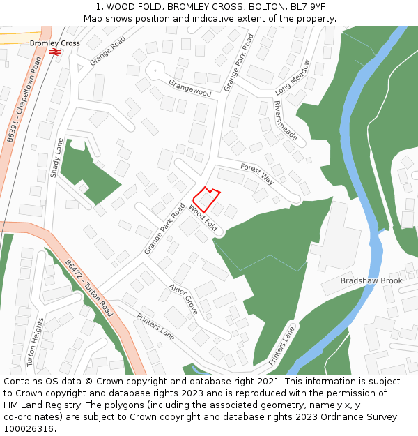 1, WOOD FOLD, BROMLEY CROSS, BOLTON, BL7 9YF: Location map and indicative extent of plot